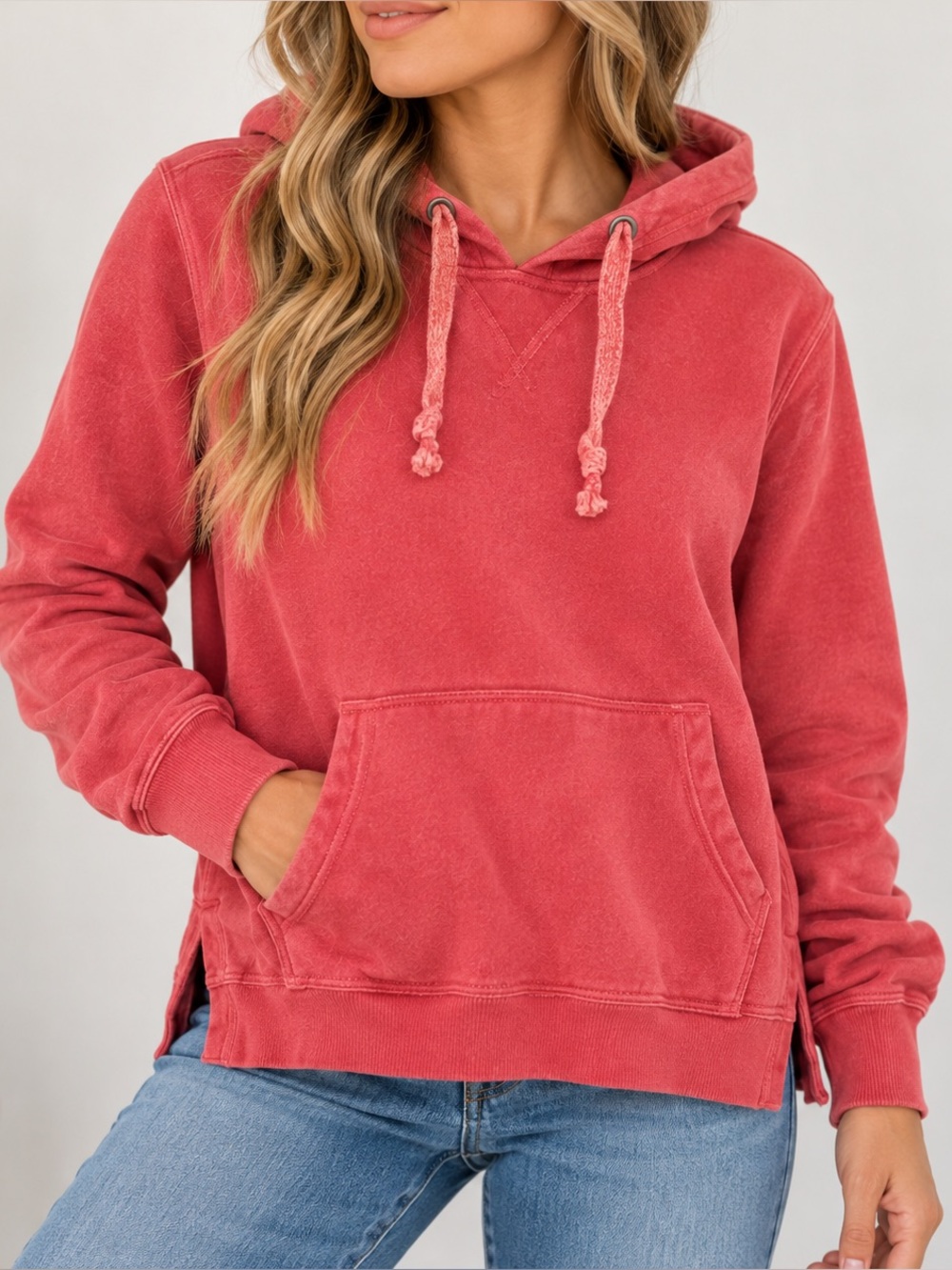 Abercrombie & Fitch Soft A&F Fleece Hoodie Coral Pink Medium